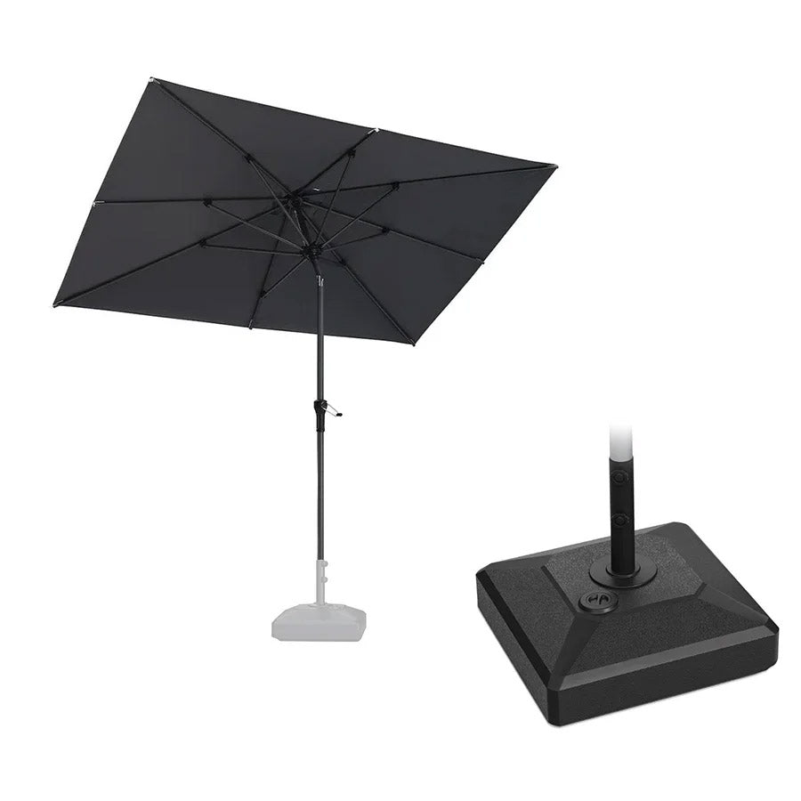 PURPLE LEAF Parasol inclinable en aluminium à mât droit, Carré, Rectangulaire et Rond, Avec Socle