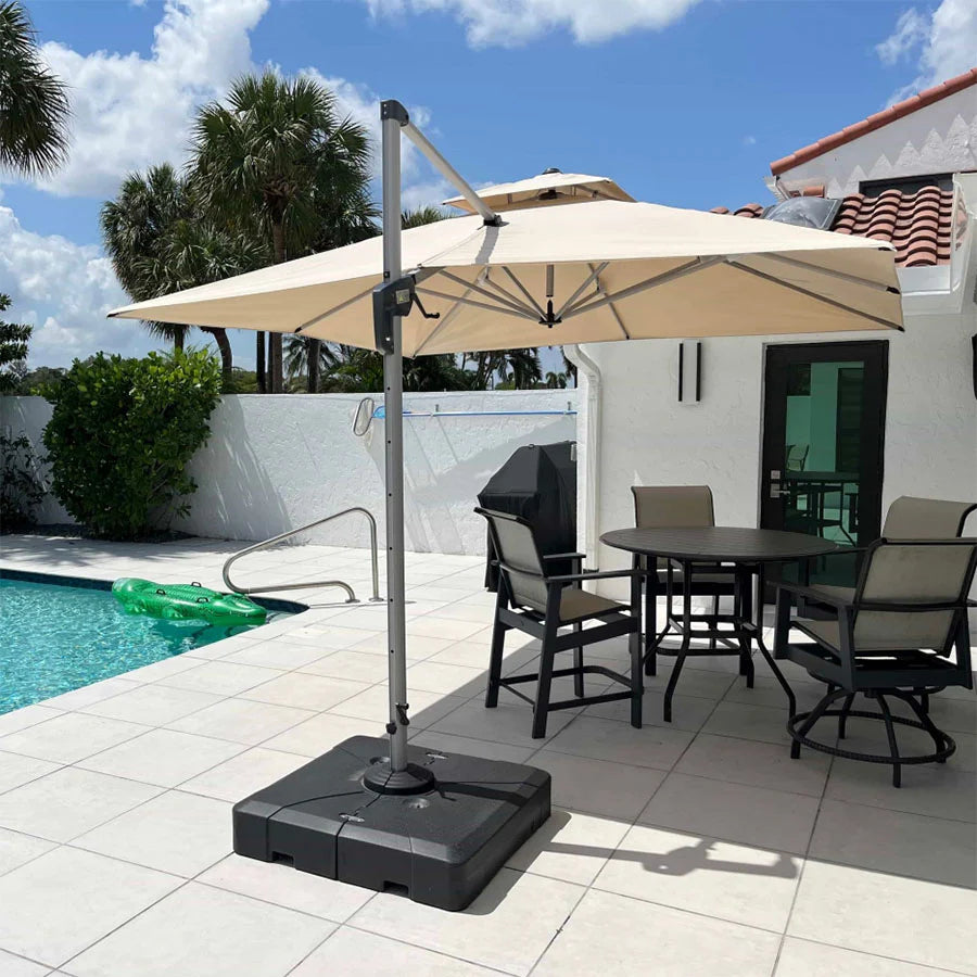 PURPLE LEAF Parasol Déporté Inclinable, Parasol De Jardin Exterieur Toit à Double Rotatif 360°,Parasol Terrasse Exterieur Luxueux