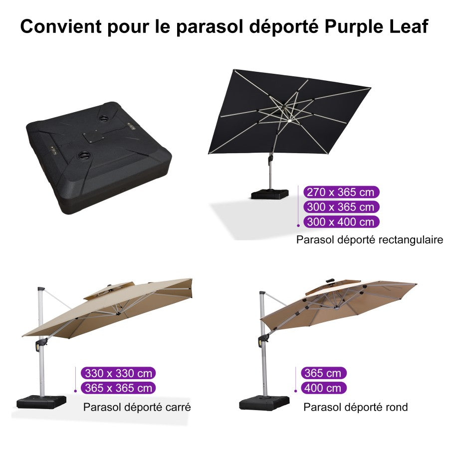 PURPLE LEAF Base de parasol de terrasse décalée remplie de sable/d'eau carrée