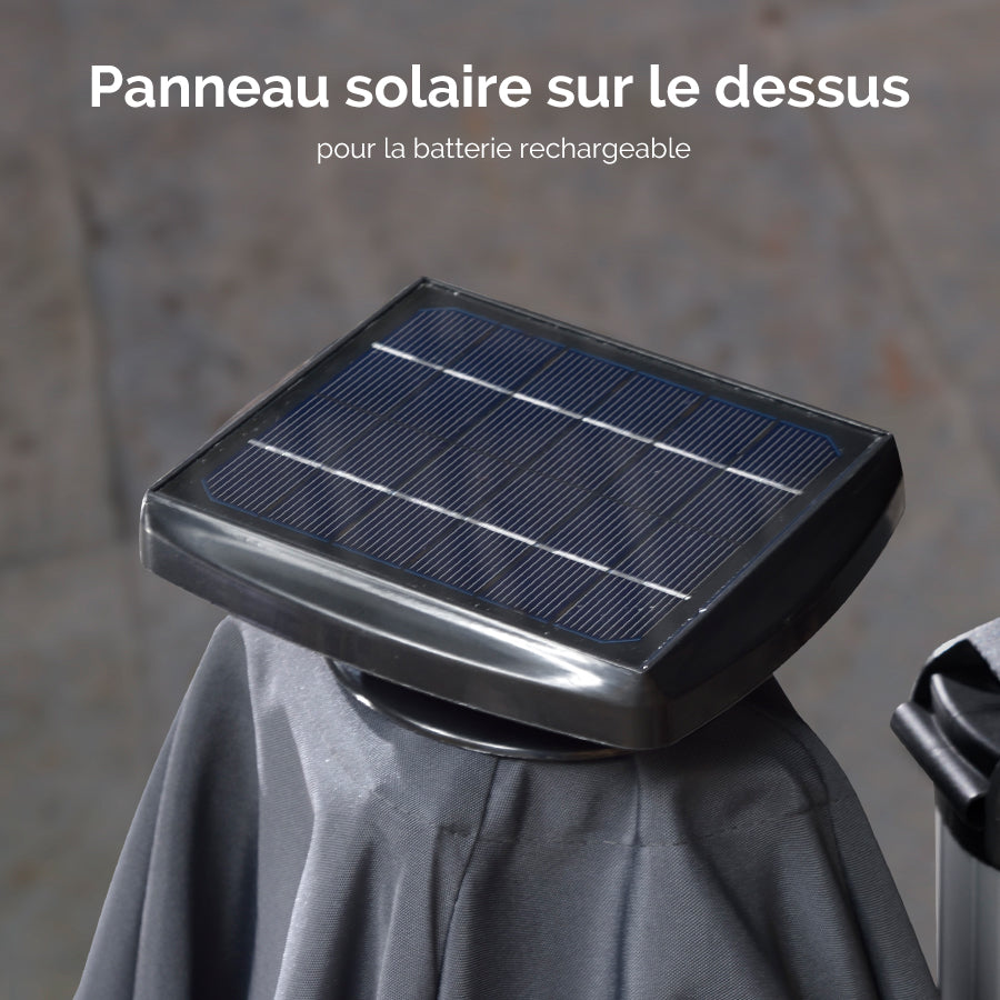 PURPLE LEAF Parasol De Jardin Extérieur Rond avec LED, Parasol Déporté avec Manivelle, Parasol Excentré Inclinable