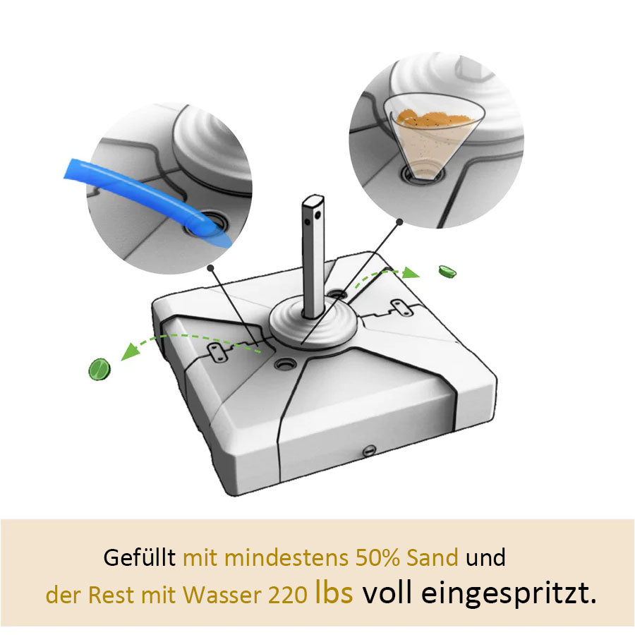 PURPLE LEAF Base de parasol de terrasse décalée remplie de sable/d'eau carrée