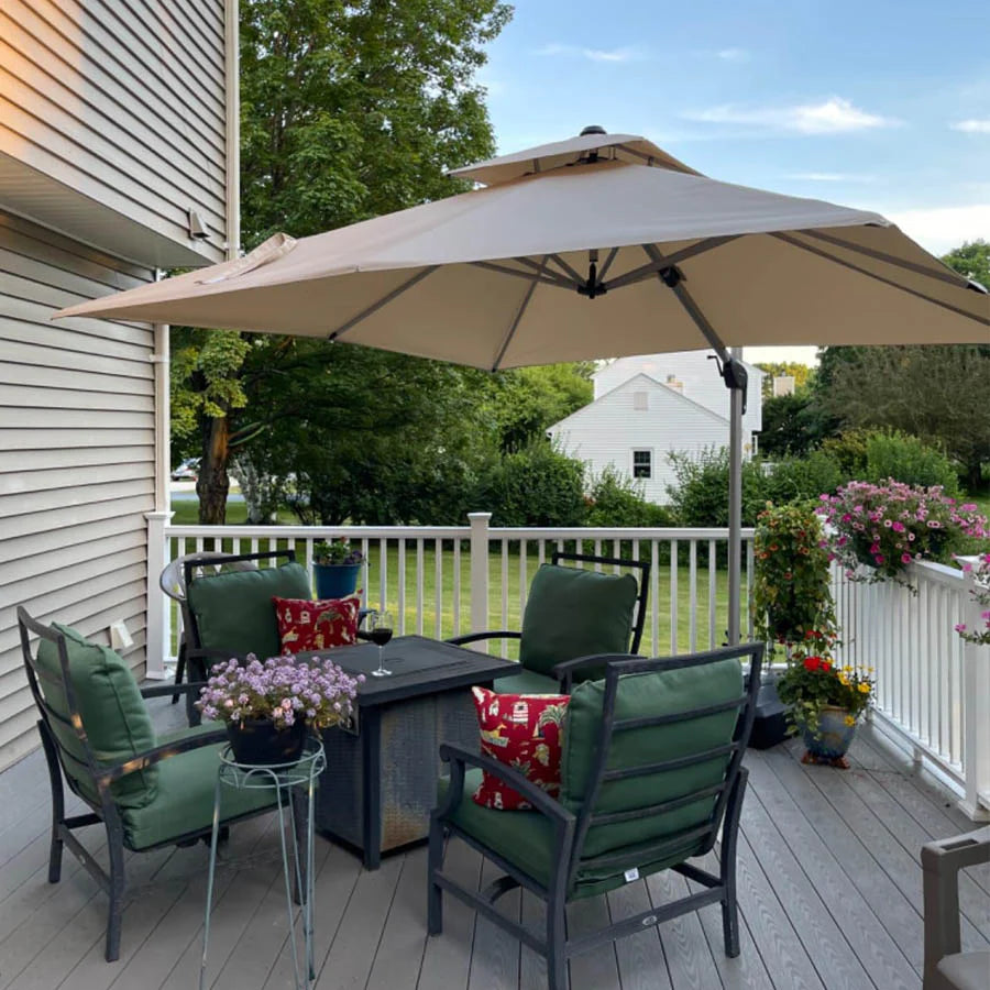 PURPLE LEAF Parasol Déporté Inclinable, Parasol De Jardin Exterieur Toit à Double Rotatif 360°,Parasol Terrasse Exterieur Luxueux