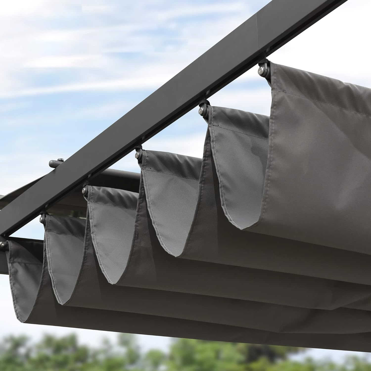 PURPLE LEAF Pergola Aluminium Tissu Teint en Fil Pergola pour Terrasse Exterieur, Toit Coulissante, Pavillon De Jardin