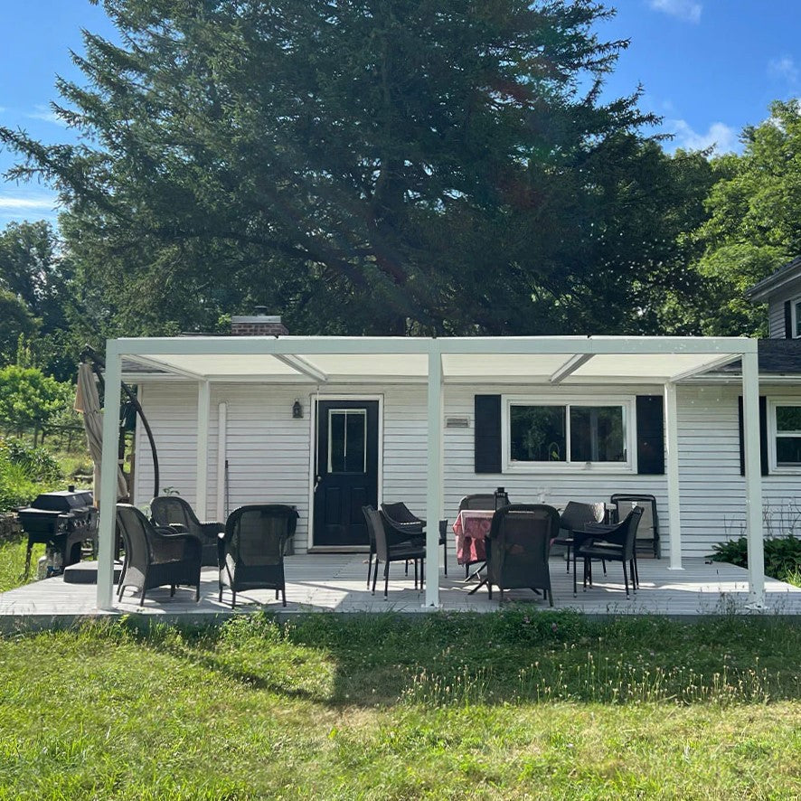 PURPLE LEAF Pergola Bioclimatique Pergola Aluminium Lames Orientables Tonnelle de Jardin Imperméable pour Terrasse Extérieur Carport, Blanc