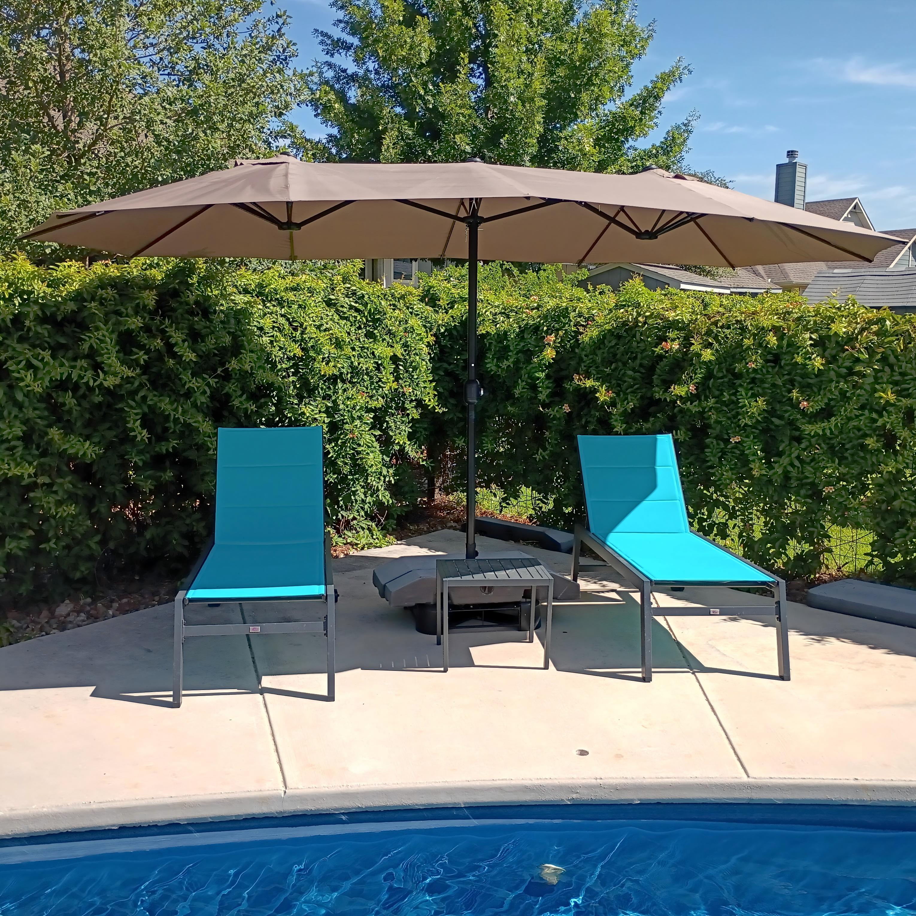 PURPLE LEAF Parasol de Jardin Extérieur, Grand Parasol Double avec Base, pour Terrasse, Jardin, Balcon et Piscine