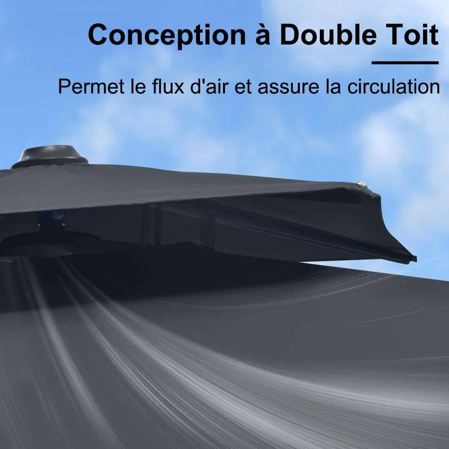 PURPLE LEAF Parasol Déporté avec Cadre Anthracite Inclinable à Rotation 360° avec Manivelle Parasol de Jardin Carré Rectangle