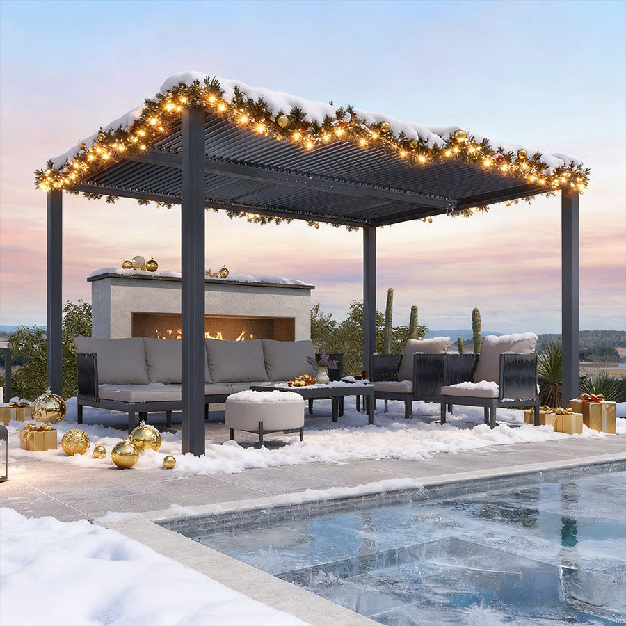 PURPLE LEAF Pergola Bioclimatique Pergola Aluminium Lames Orientables Tonnelle de Jardin Imperméable pour Terrasse Extérieur Carport, Gris