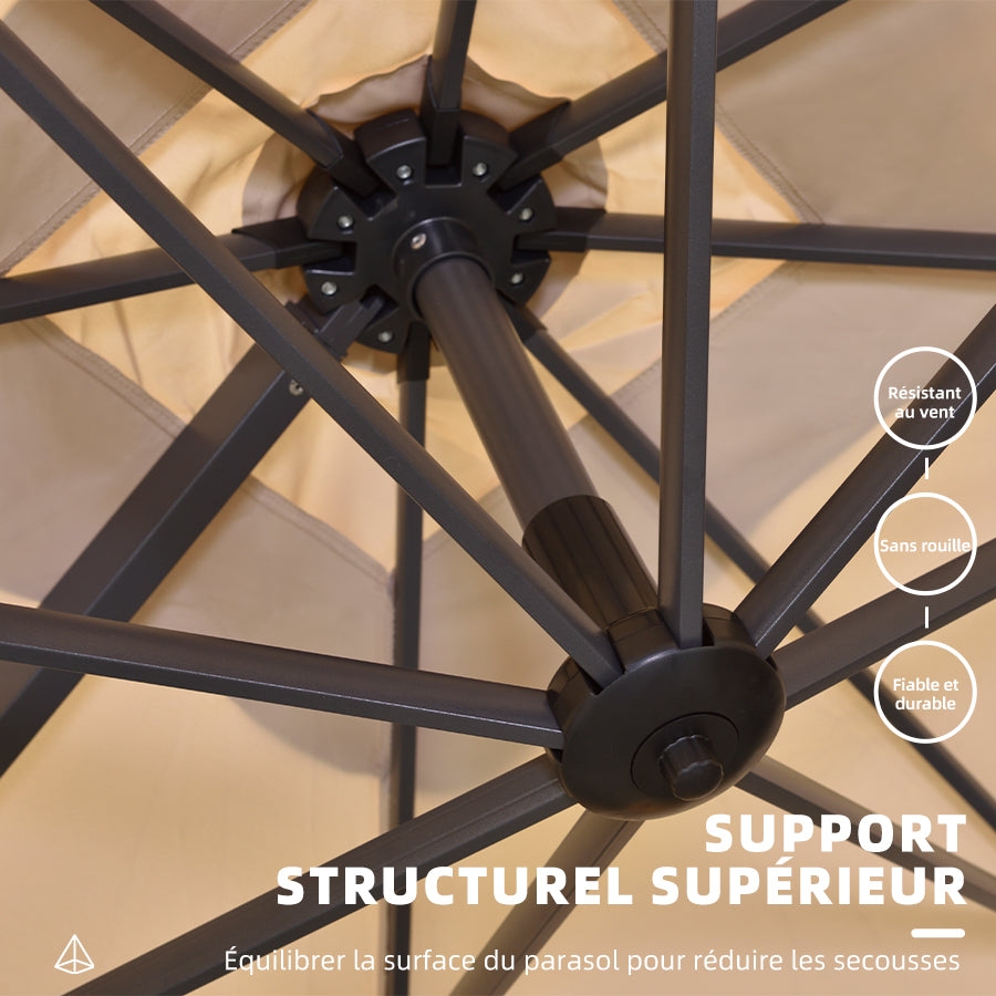 PURPLE LEAF Parasol De Jardin Exterieur Parasol Déporté Rotatif 360°, Parasol Excentré Inclinable, Parasol Suspendu Balcon