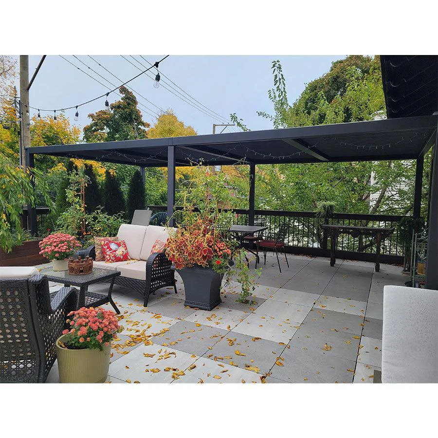PURPLE LEAF Pergola Bioclimatique Pergola Aluminium Lames Orientables Tonnelle de Jardin Imperméable pour Terrasse Extérieur Carport, Gris
