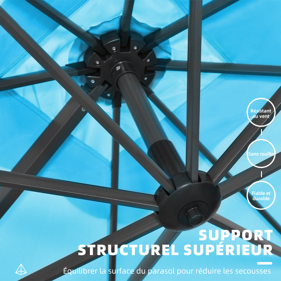 PURPLE LEAF Parasol De Jardin Exterieur Parasol Déporté Rotatif 360°, Parasol Excentré Inclinable, Parasol Suspendu Balcon