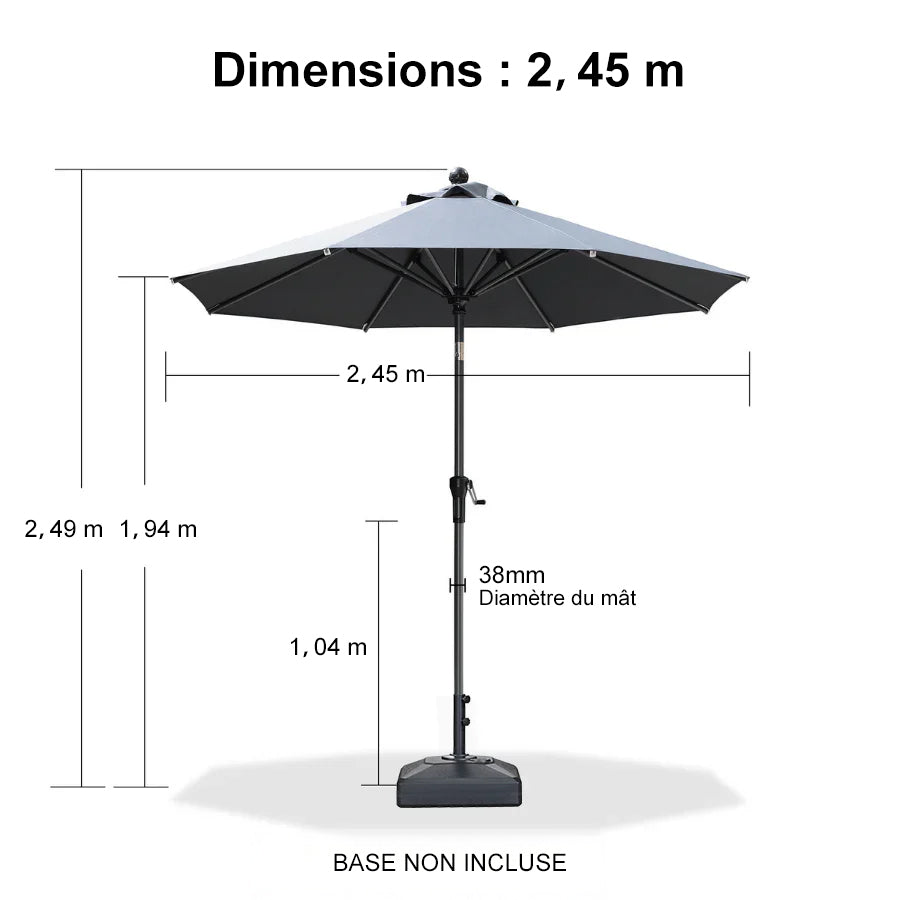 PURPLE LEAF Parasol inclinable en aluminium à mât droit, Carré, Rectangulaire et Rond