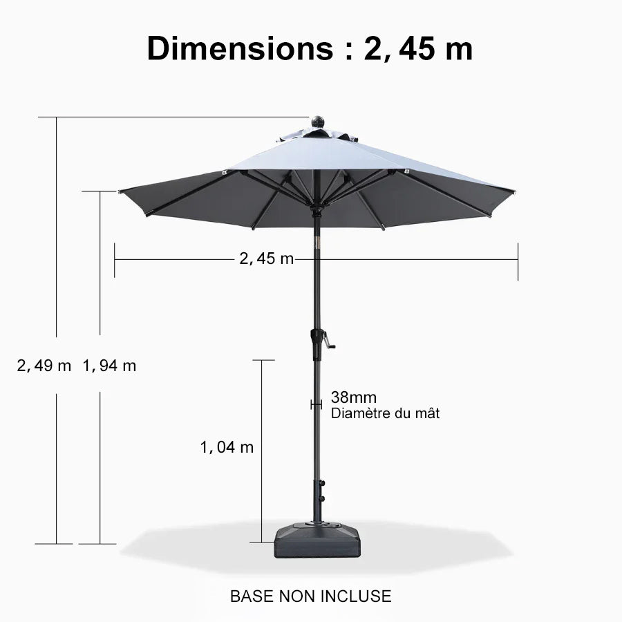 PURPLE LEAF Parasol inclinable en aluminium à mât droit, Carré, Rectangulaire et Rond