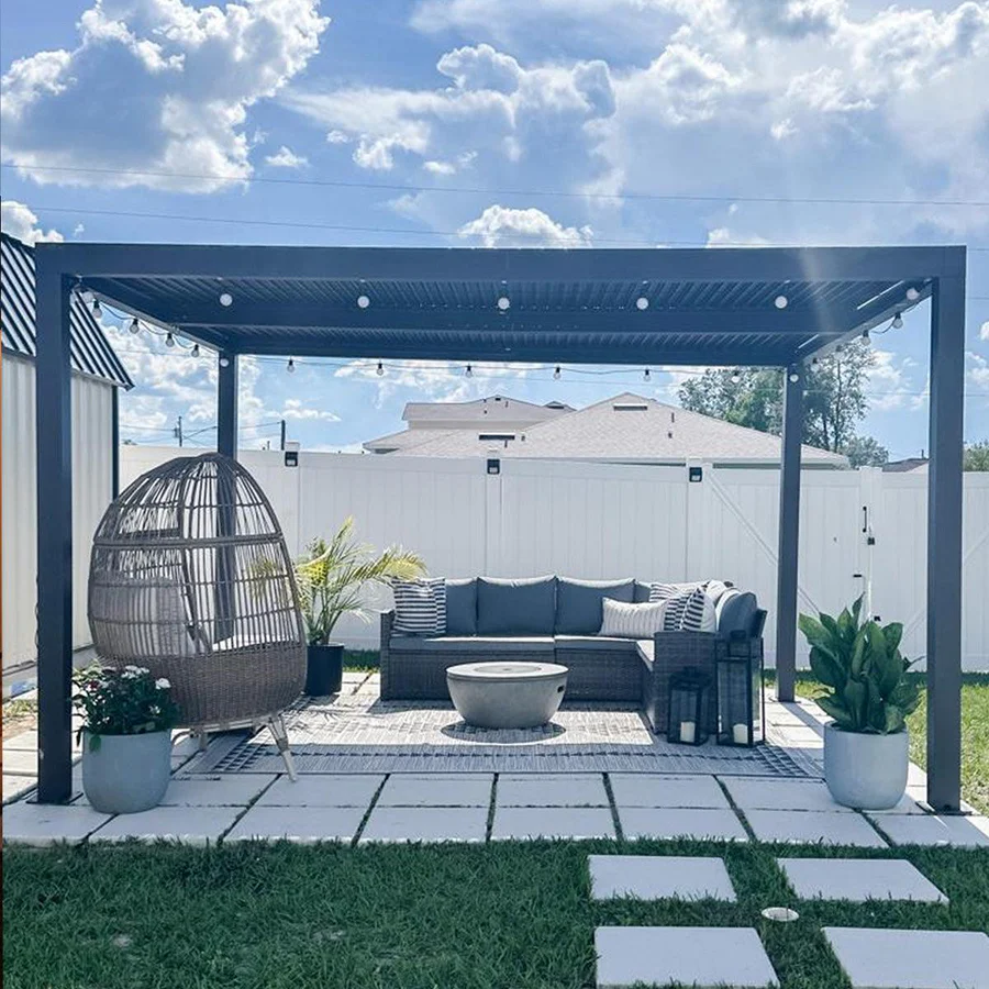 PURPLE LEAF Pergola Bioclimatique Pergola Aluminium Lames Orientables Tonnelle de Jardin Imperméable pour Terrasse Extérieur Carport, Anthracite