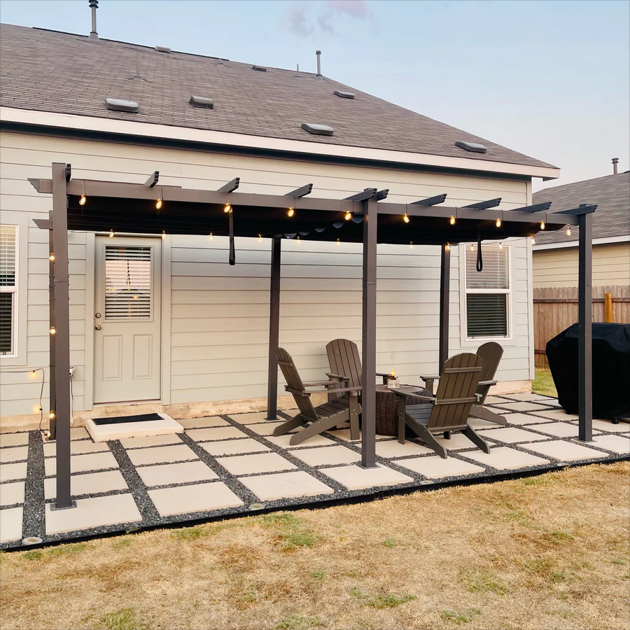 PURPLE LEAF Pergola Aluminium Tissu Teint en Fil Pergola pour Terrasse Exterieur, Toit Coulissante, Pavillon De Jardin