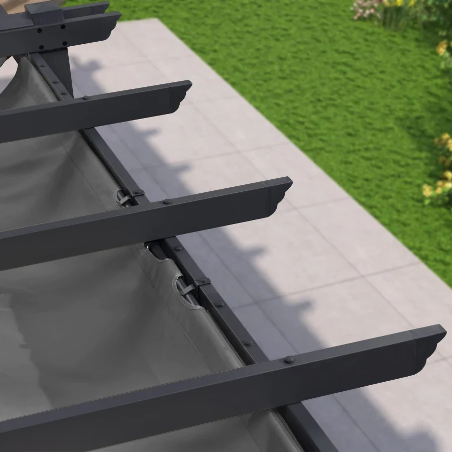 PURPLE LEAF Pergola Aluminium Tissu Teint en Fil Pergola pour Terrasse Exterieur, Toit Coulissante, Pavillon De Jardin