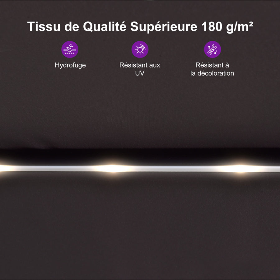 PURPLE LEAF Parasol de Jardin Double Aluminium avec lumières LED, Avec Socle, pour Terrasse, Jardin, Balcon et Piscine