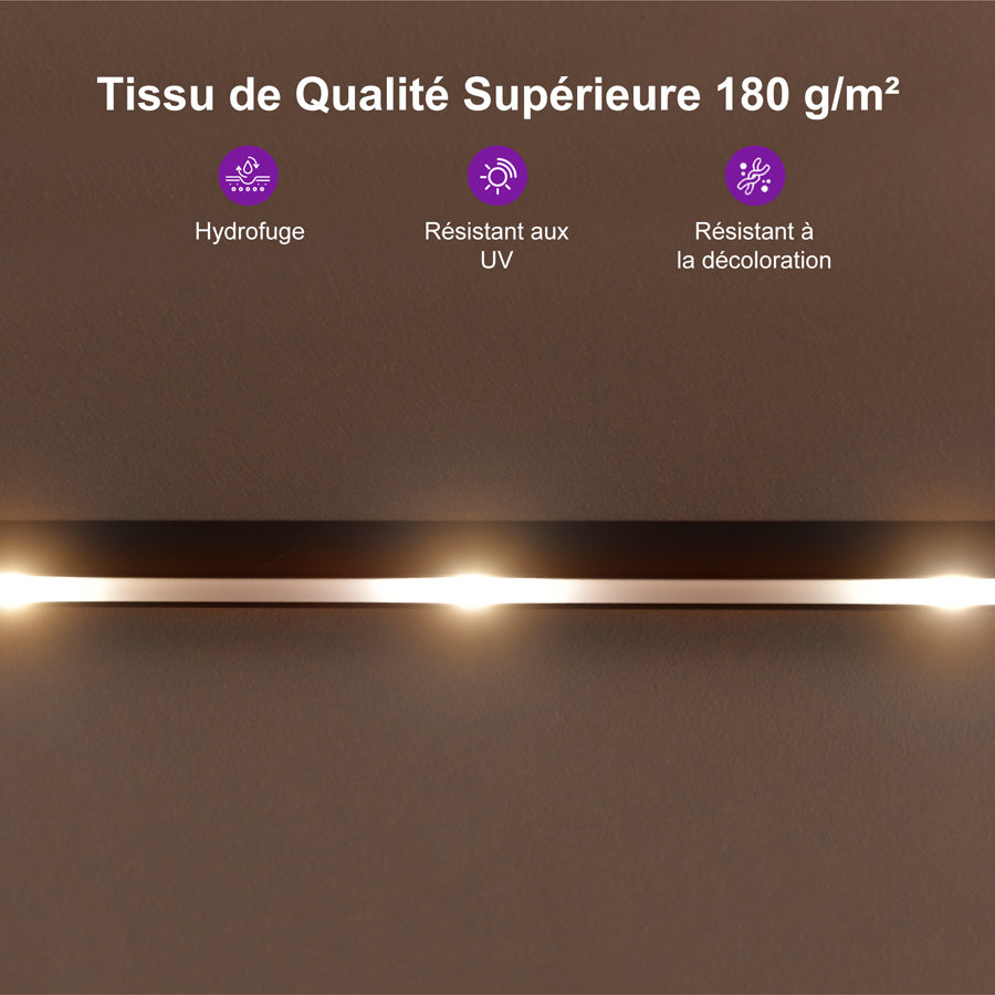 PURPLE LEAF Parasol de Jardin Double Aluminium avec lumières LED, Avec Socle, pour Terrasse, Jardin, Balcon et Piscine