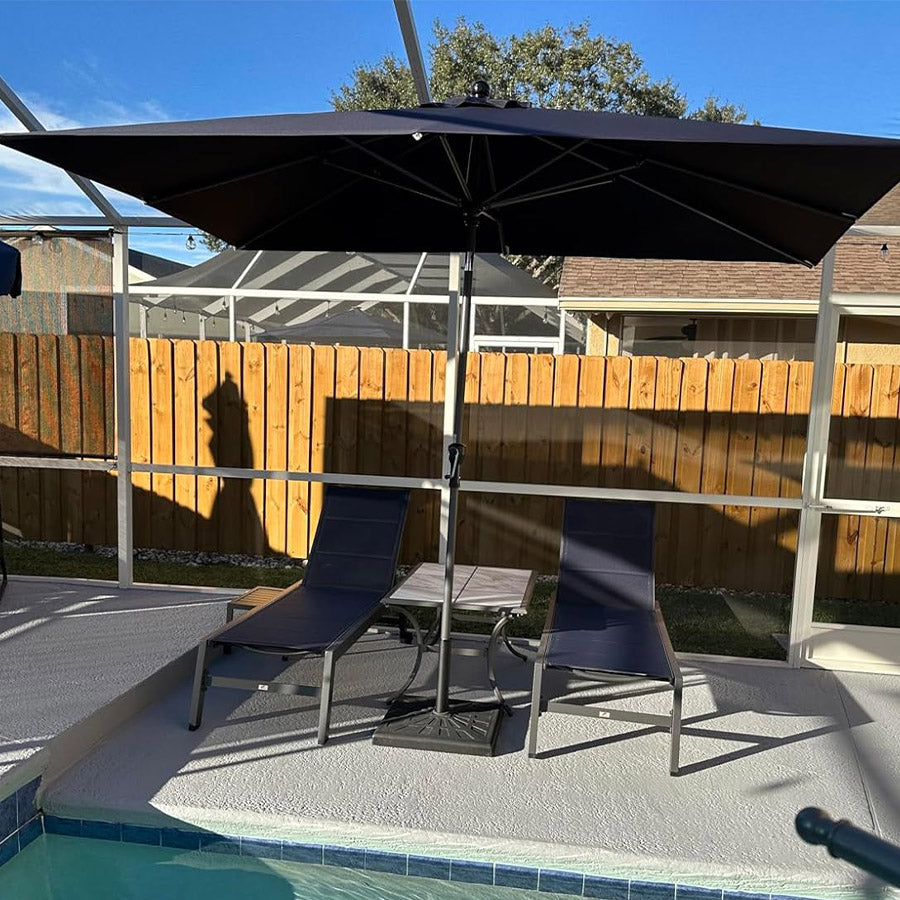 PURPLE LEAF Parasol inclinable en aluminium à mât droit, Carré, Rectangulaire et Rond, Avec Socle