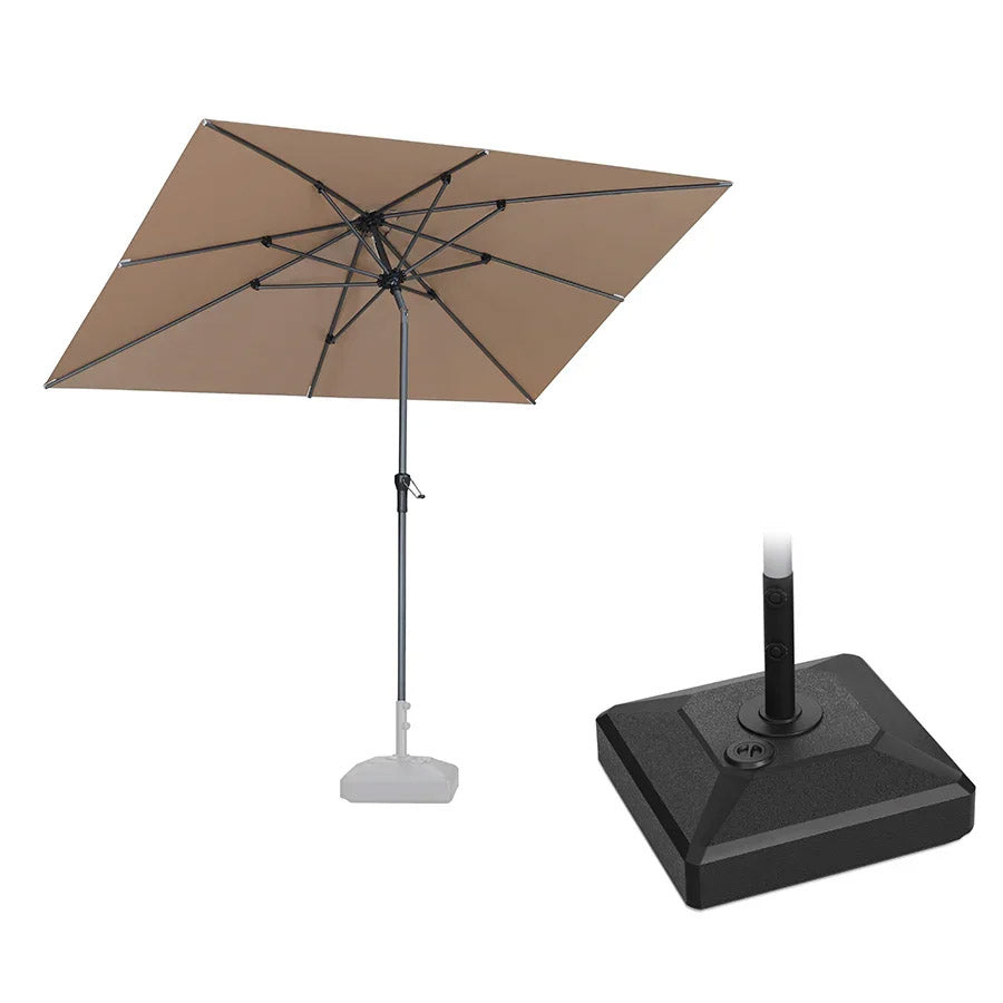 PURPLE LEAF Parasol inclinable en aluminium à mât droit, Carré, Rectangulaire et Rond, Avec Socle