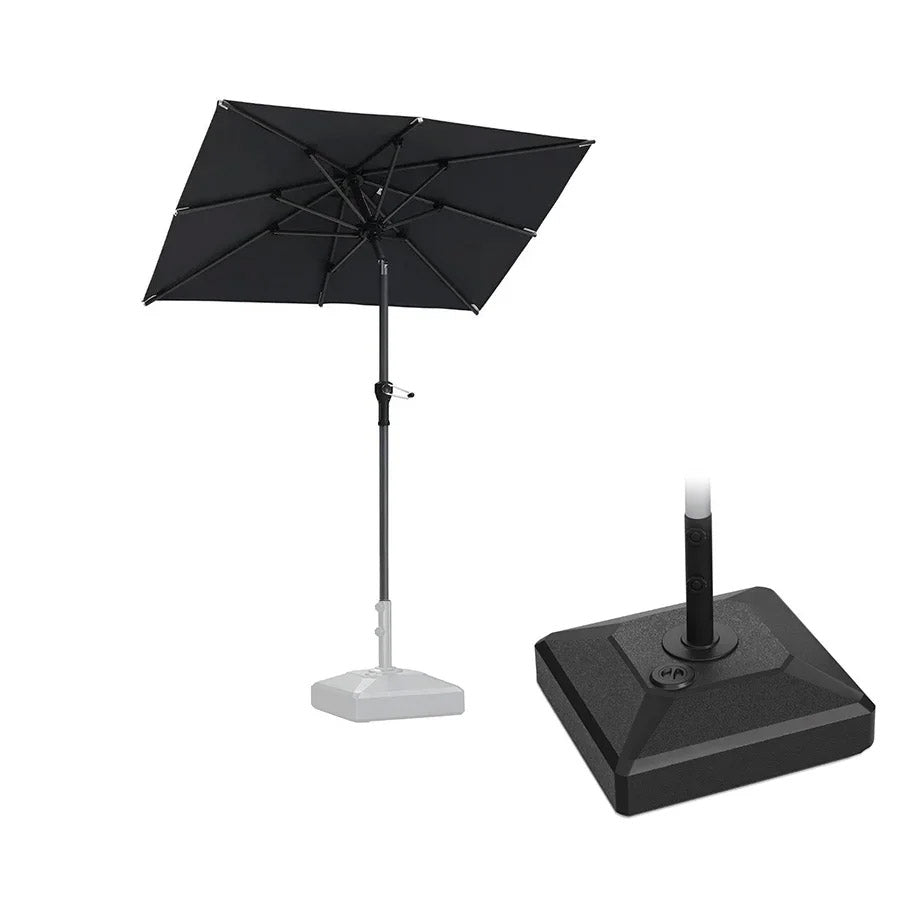 PURPLE LEAF Parasol inclinable en aluminium à mât droit, Carré, Rectangulaire et Rond, Avec Socle