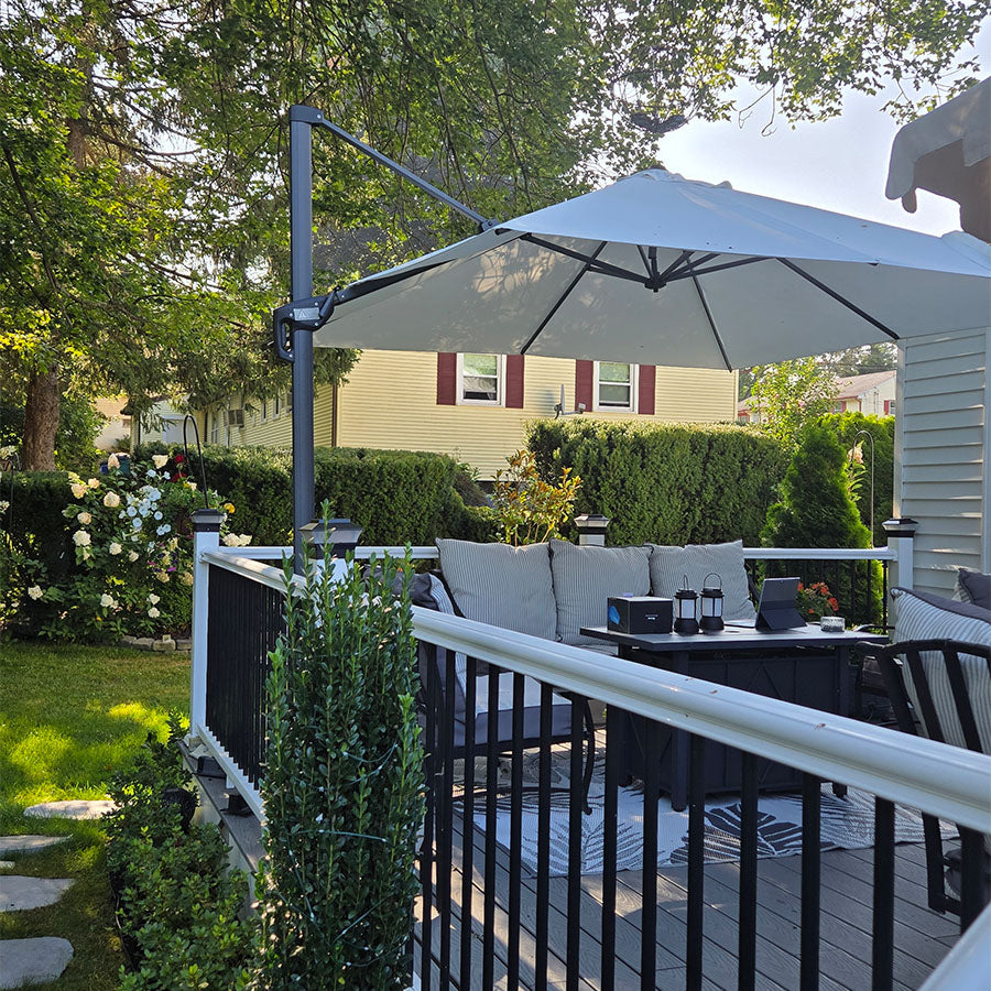 PURPLE LEAF Parasol De Jardin Exterieur Parasol Déporté Rotatif 360°, Parasol Excentré Inclinable, Parasol Suspendu Balcon
