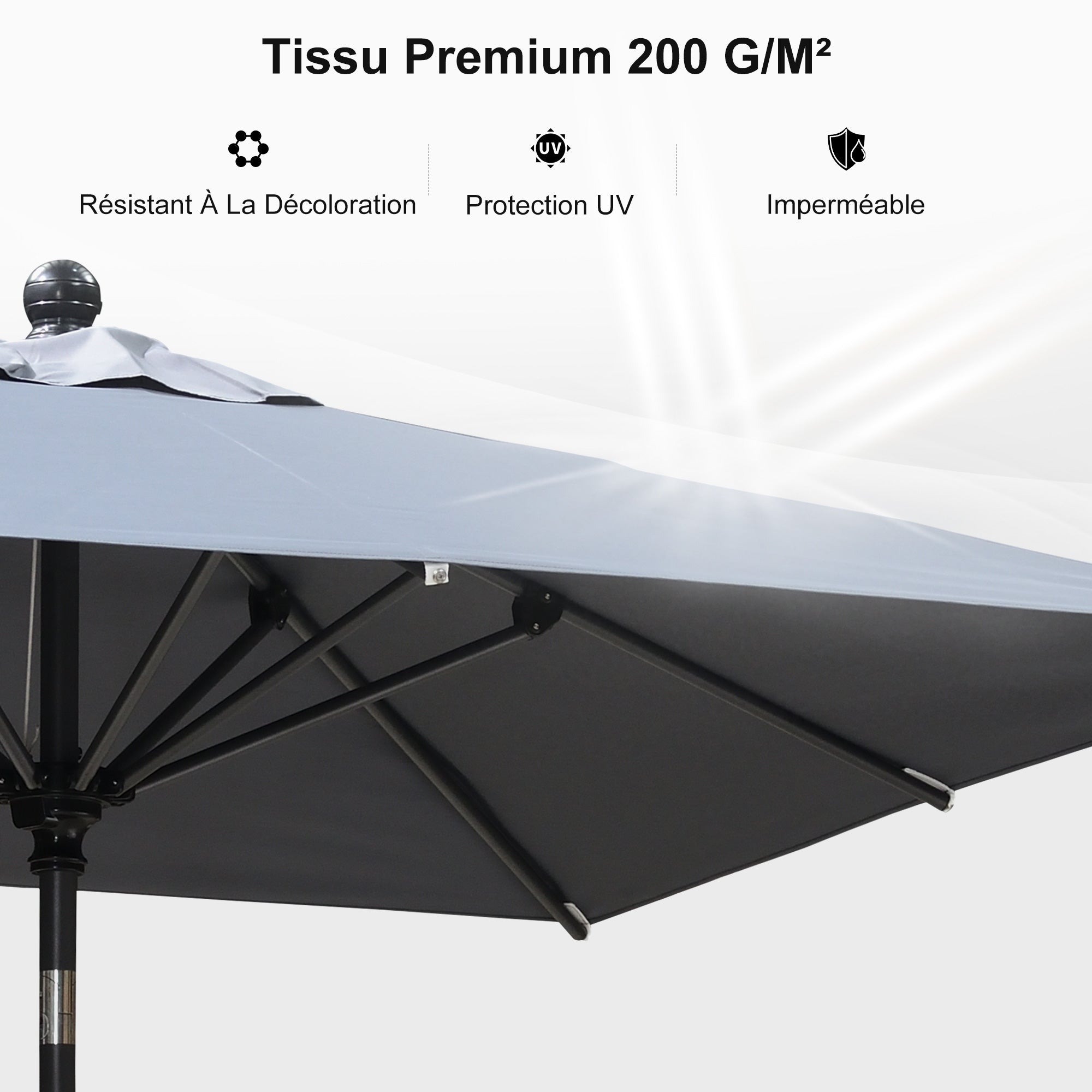 PURPLE LEAF Parasol inclinable en aluminium à mât droit, Carré, Rectangulaire et Rond