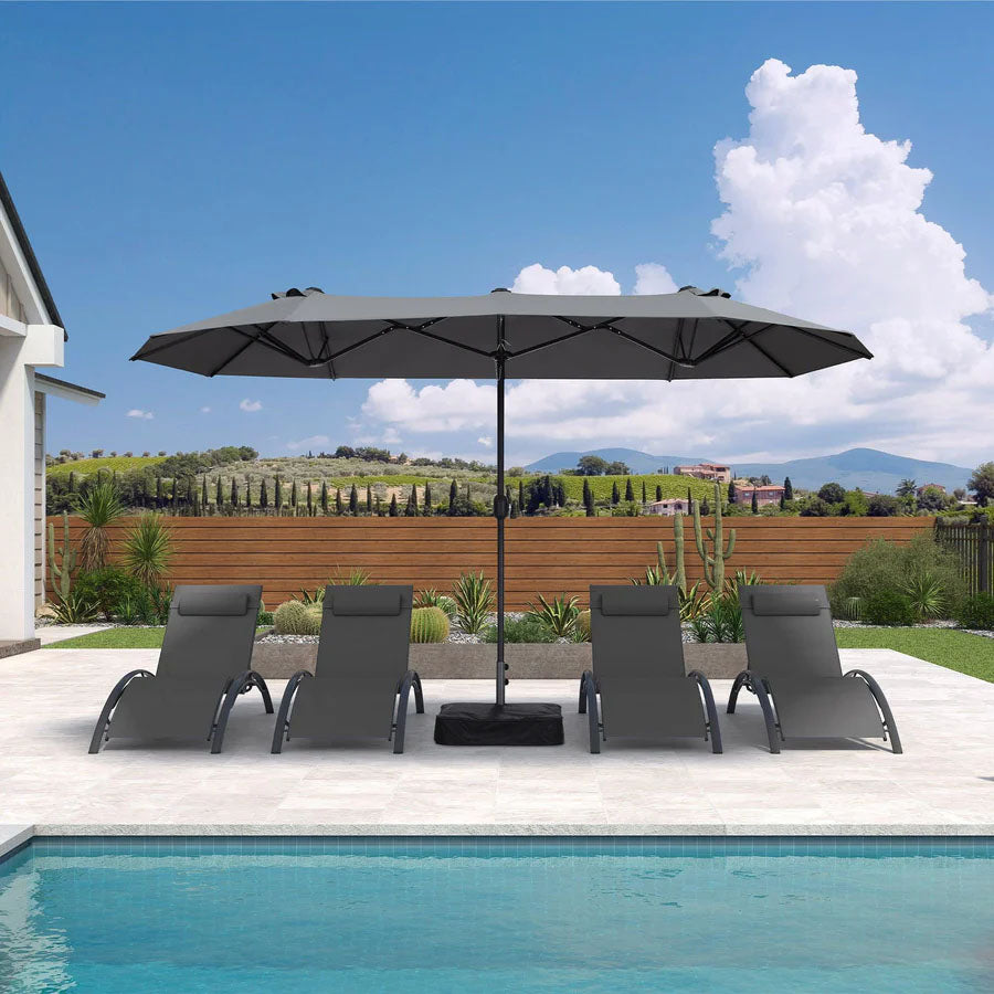 PURPLE LEAF Parasol de Jardin Extérieur, Grand Parasol Double avec Base, pour Terrasse, Jardin, Balcon et Piscine