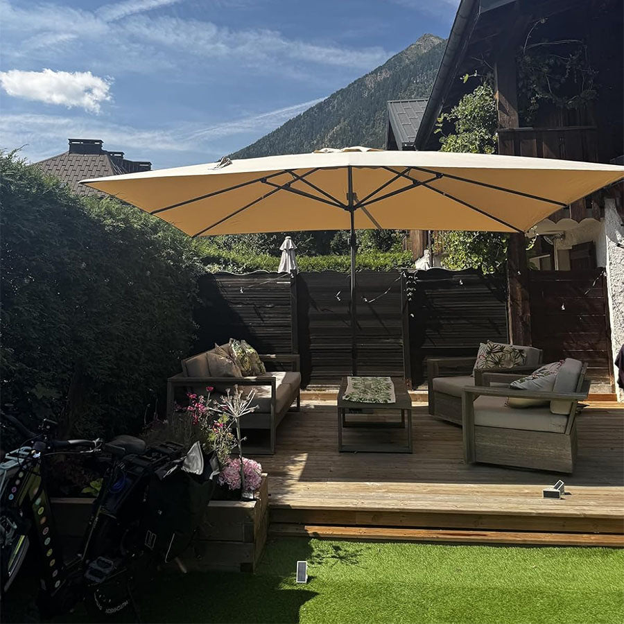 PURPLE LEAF Parasol De Jardin Exterieur Parasol Déporté Rotatif 360°, Parasol Excentré Inclinable, Parasol Suspendu Balcon