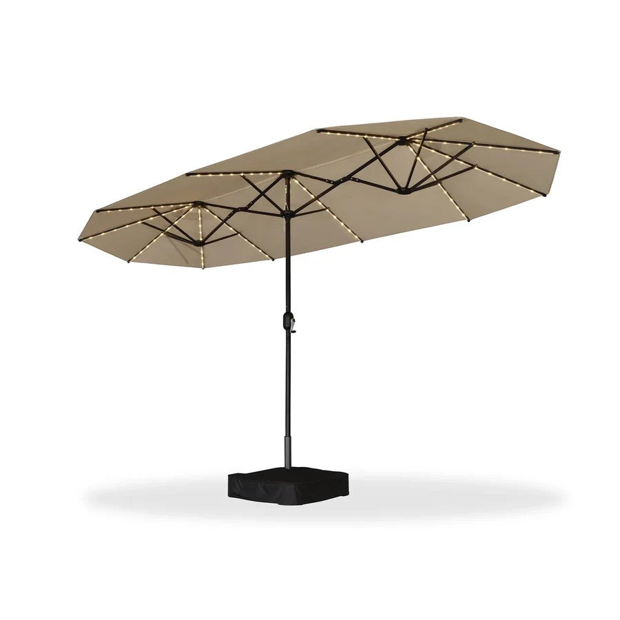 PURPLE LEAF Parasol de Jardin Double Aluminium avec lumières LED, Avec Socle, pour Terrasse, Jardin, Balcon et Piscine