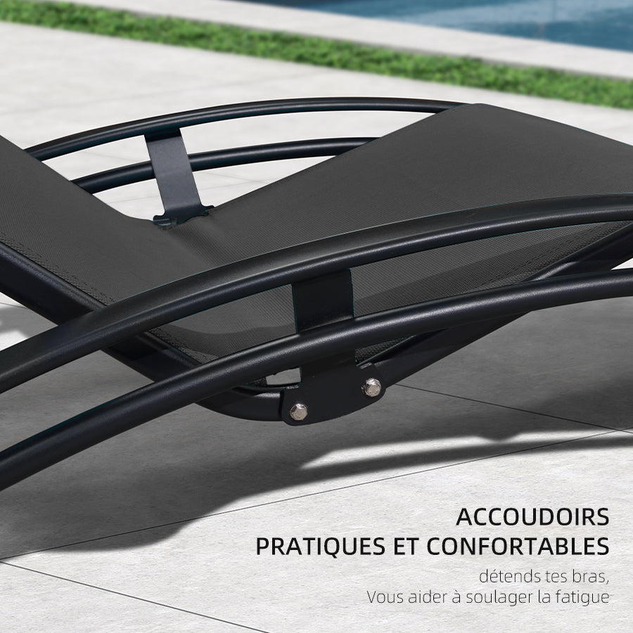 PURPLE LEAF Patio Chaise longue Ensemble de 3 Chaise longue d'extérieur Plage Piscine Bain de soleil Chaise longue inclinable, Table d'appoint incluse