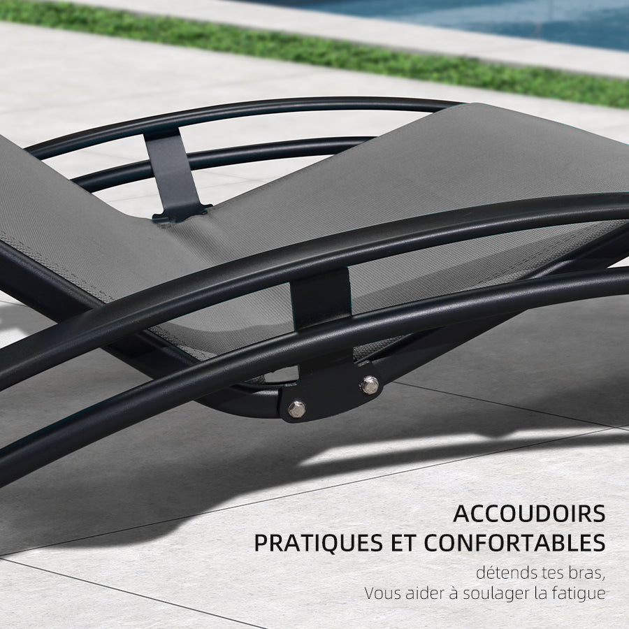 PURPLE LEAF Patio Chaise longue Ensemble de 3 Chaise longue d'extérieur Plage Piscine Bain de soleil Chaise longue inclinable, Table d'appoint incluse