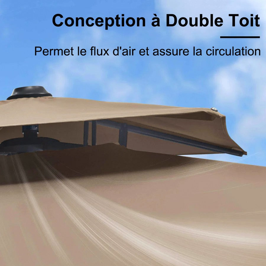 PURPLE LEAF Parasol Déporté avec Cadre Anthracite Inclinable à Rotation 360° avec Manivelle Parasol de Jardin Carré Rectangle