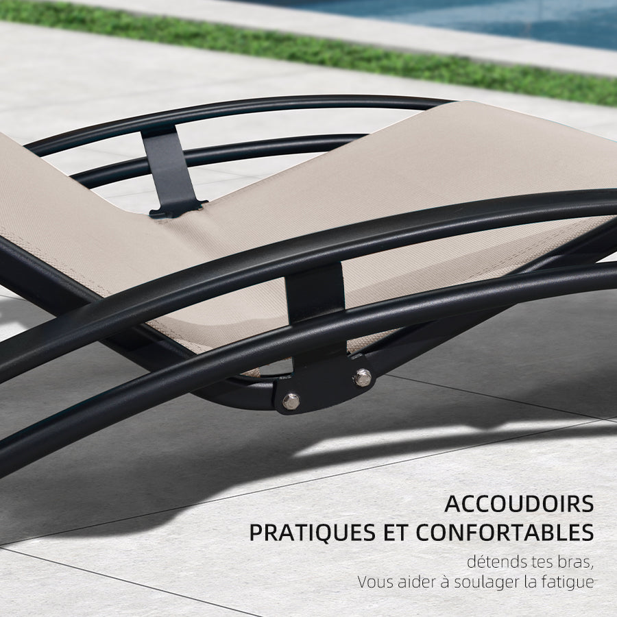 PURPLE LEAF Patio Chaise longue Ensemble de 3 Chaise longue d'extérieur Plage Piscine Bain de soleil Chaise longue inclinable, Table d'appoint incluse