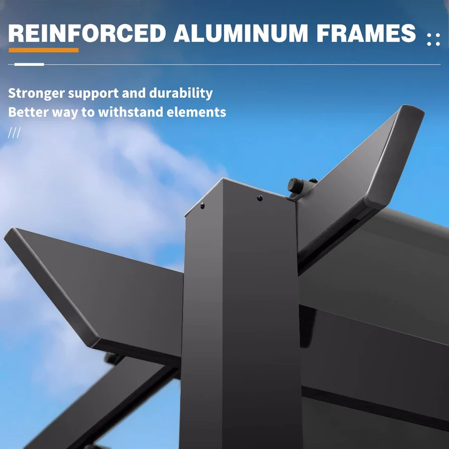 PURPLE LEAF Pergola Aluminium Tissu Teint en Fil Pergola pour Terrasse Exterieur, Toit Coulissante, Pavillon De Jardin