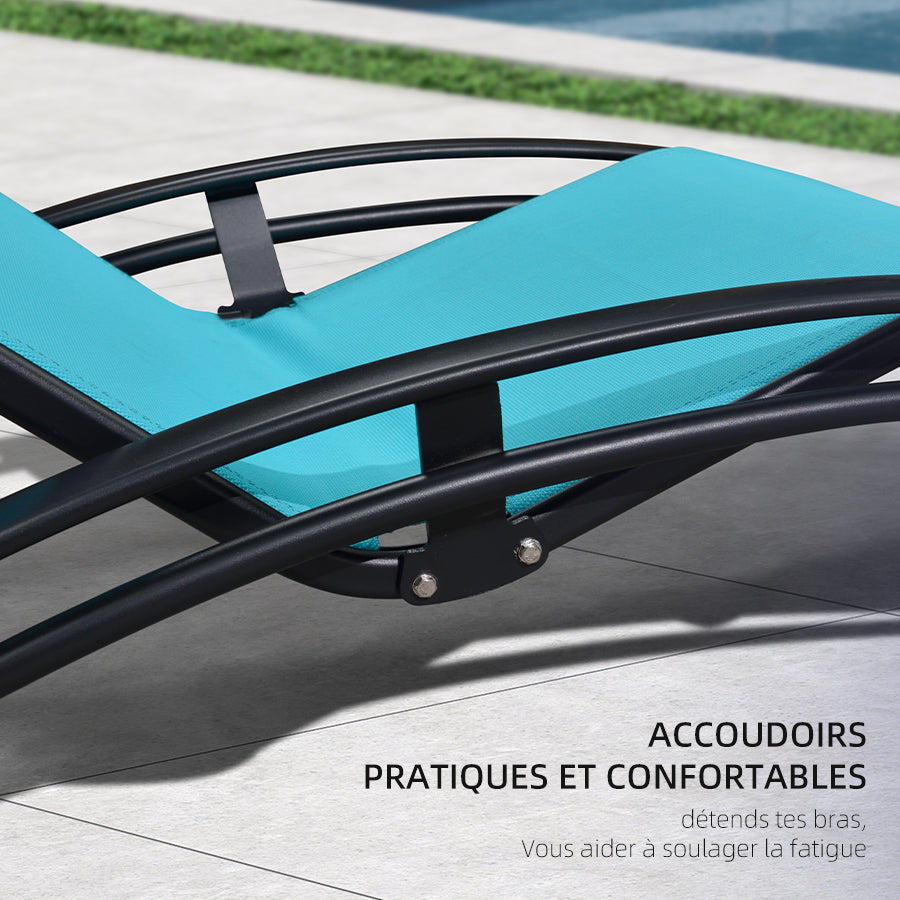 PURPLE LEAF Patio Chaise longue Ensemble de 3 Chaise longue d'extérieur Plage Piscine Bain de soleil Chaise longue inclinable, Table d'appoint incluse