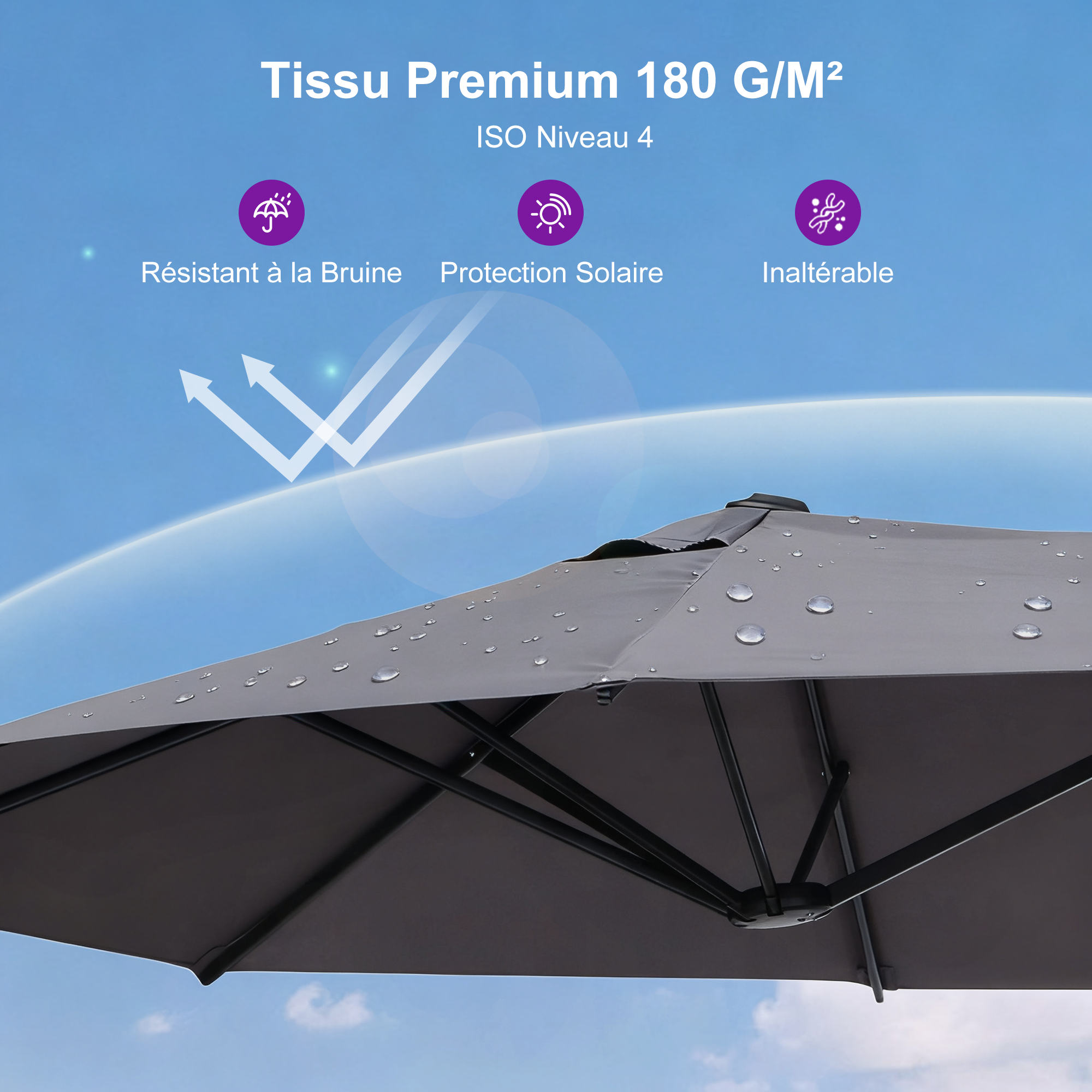 PURPLE LEAF Parasol de Jardin Extérieur, Grand Parasol Double avec Base, pour Terrasse, Jardin, Balcon et Piscine