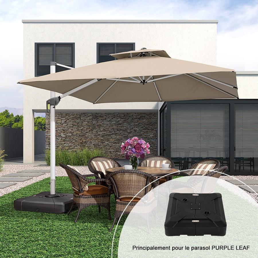 PURPLE LEAF Base de parasol de terrasse décalée remplie de sable/d'eau carrée
