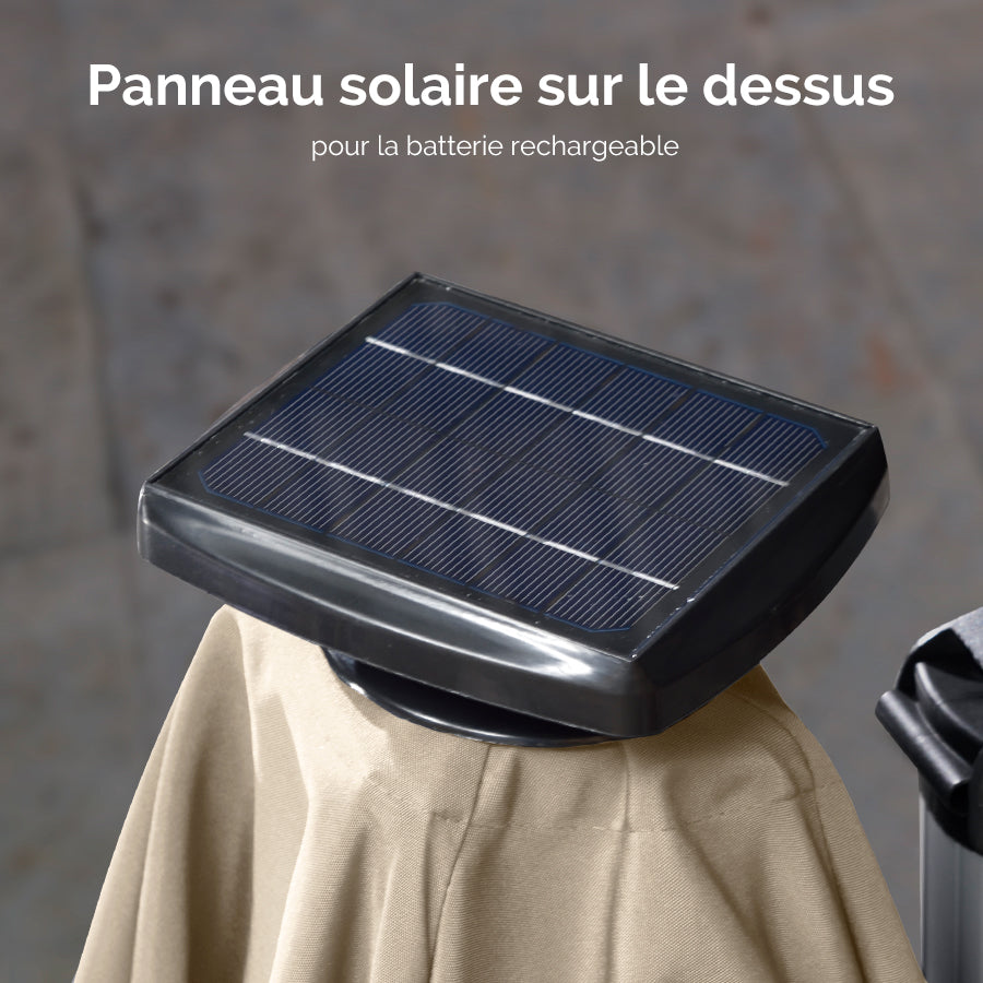 PURPLE LEAF Parasol De Jardin Extérieur Rond avec LED, Parasol Déporté avec Manivelle, Parasol Excentré Inclinable