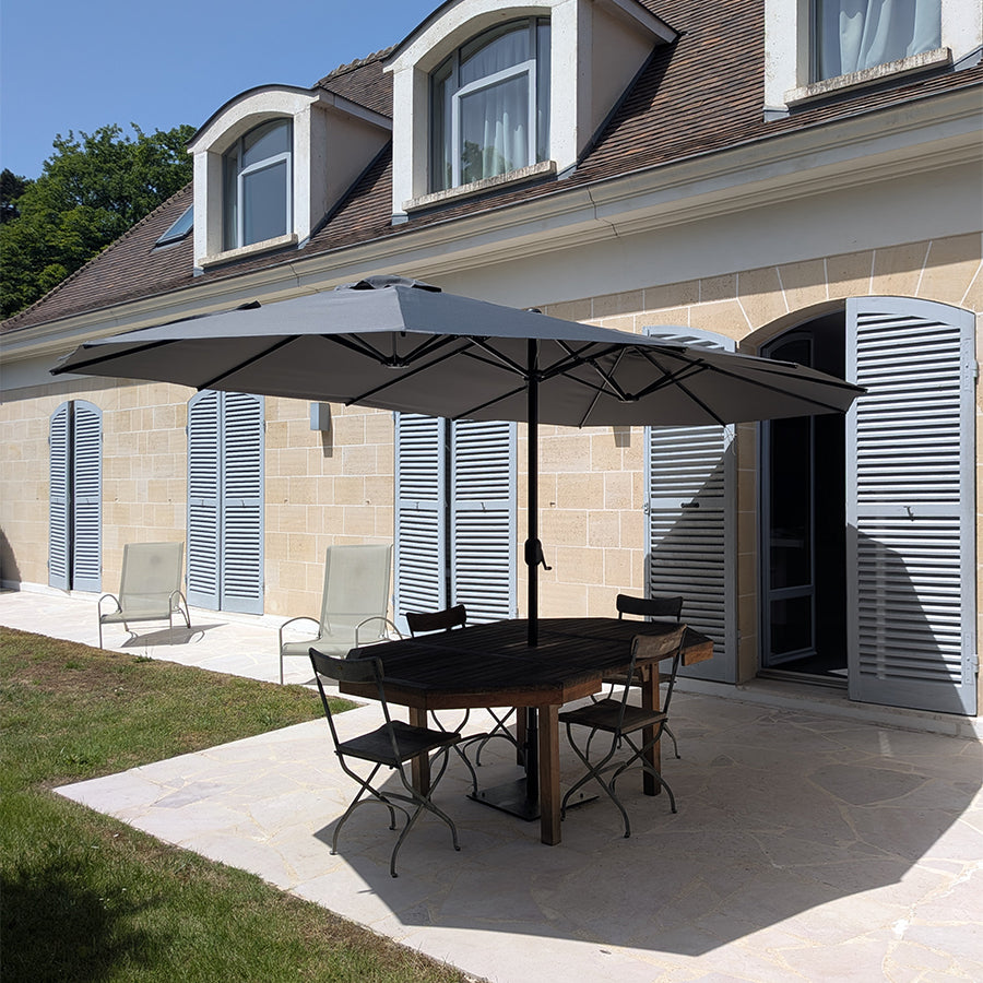 PURPLE LEAF Parasol de Jardin Extérieur, Grand Parasol Double avec Base, pour Terrasse, Jardin, Balcon et Piscine
