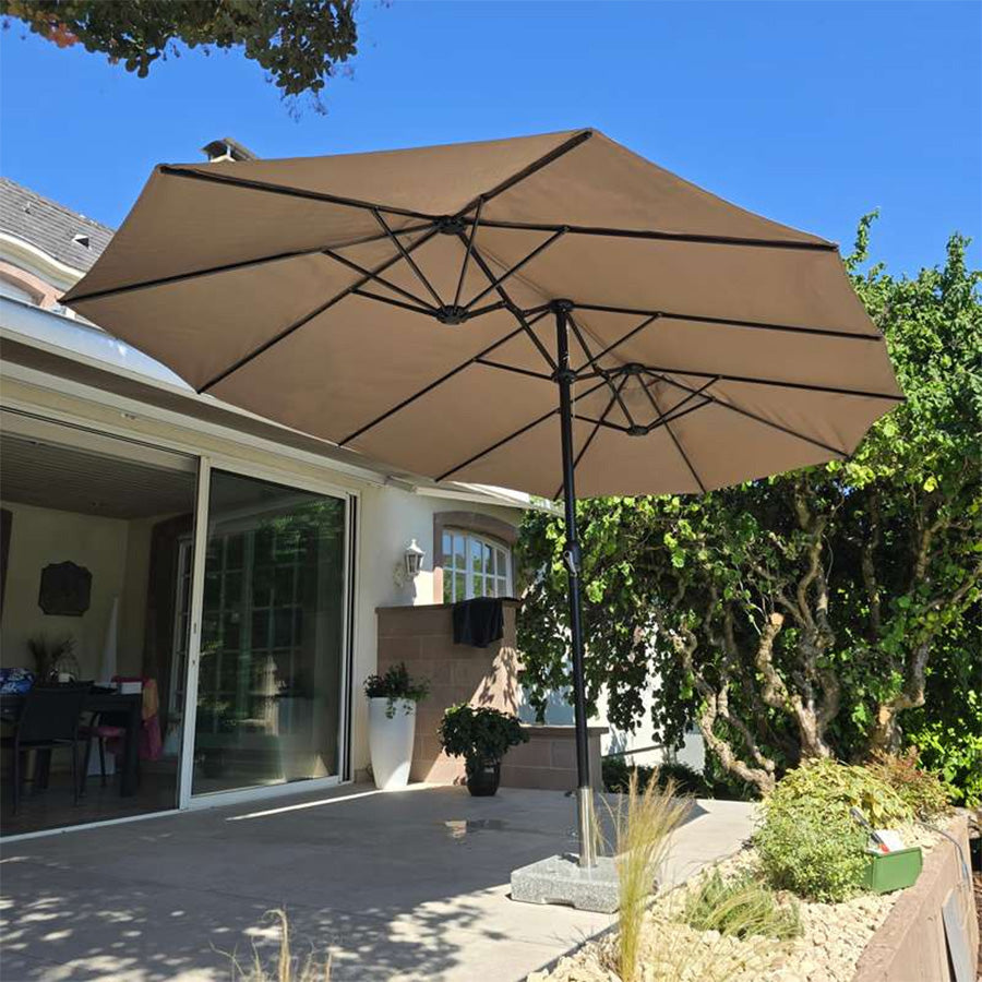 PURPLE LEAF Parasol de Jardin Extérieur, Grand Parasol Double avec Base, pour Terrasse, Jardin, Balcon et Piscine