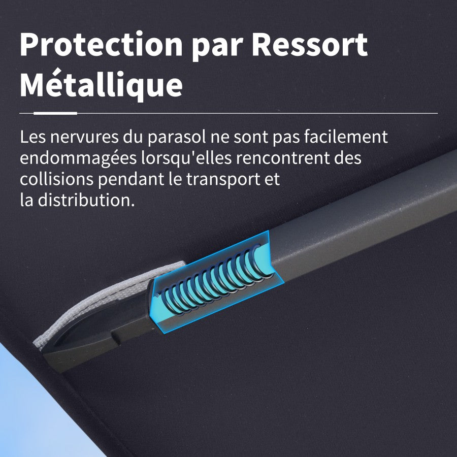 PURPLE LEAF Parasol Déporté avec Cadre Anthracite Inclinable à Rotation 360° avec Manivelle Parasol de Jardin Carré Rectangle