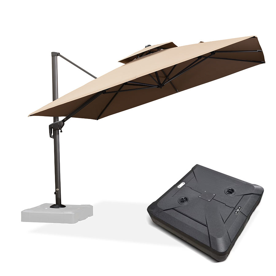 PURPLE LEAF Parasol Déporté à Double Toit avec Cadre Anthracite Carré Rectangle avec socle