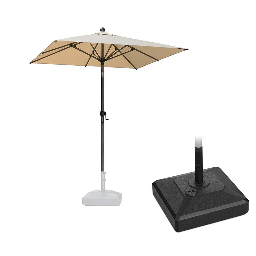 PURPLE LEAF Parasol inclinable en aluminium à mât droit, Carré, Rectangulaire et Rond, Avec Socle