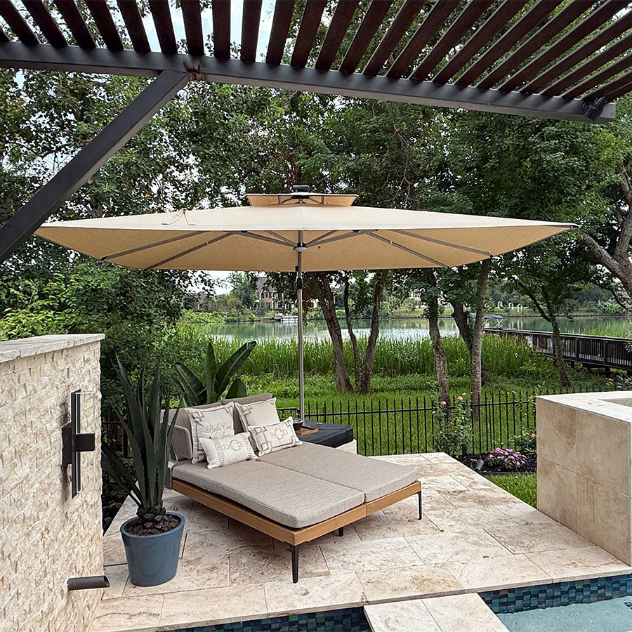 PURPLE LEAF Parasol De Jardin Extérieur avec LED Parasol Déporté Toit à Double Rotatif 360° Parasol Excentré Inclinable Parasol Terrasse Extérieur