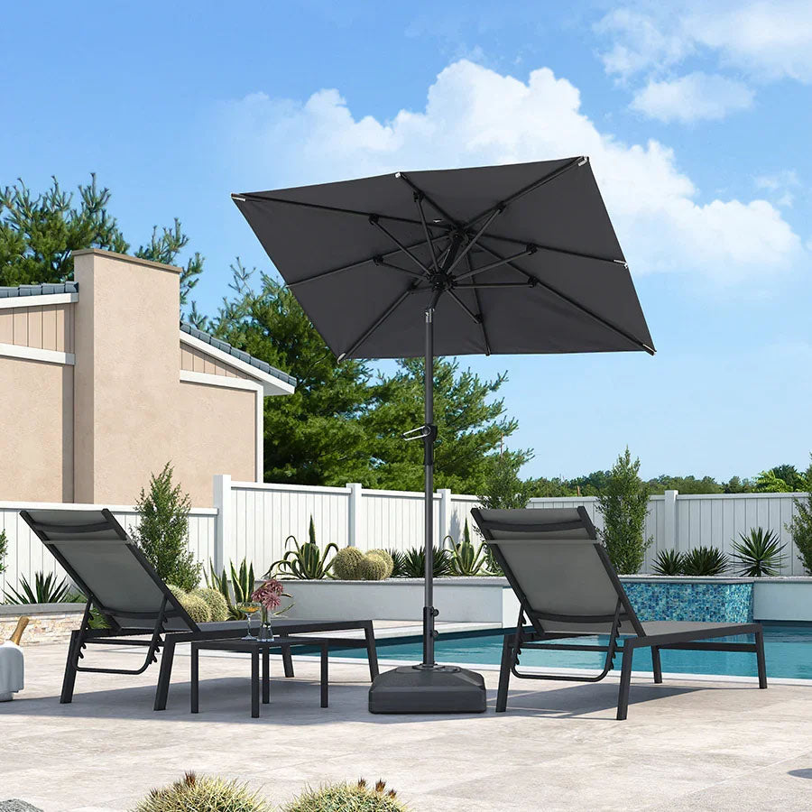 PURPLE LEAF Parasol inclinable en aluminium à mât droit, Carré, Rectangulaire et Rond