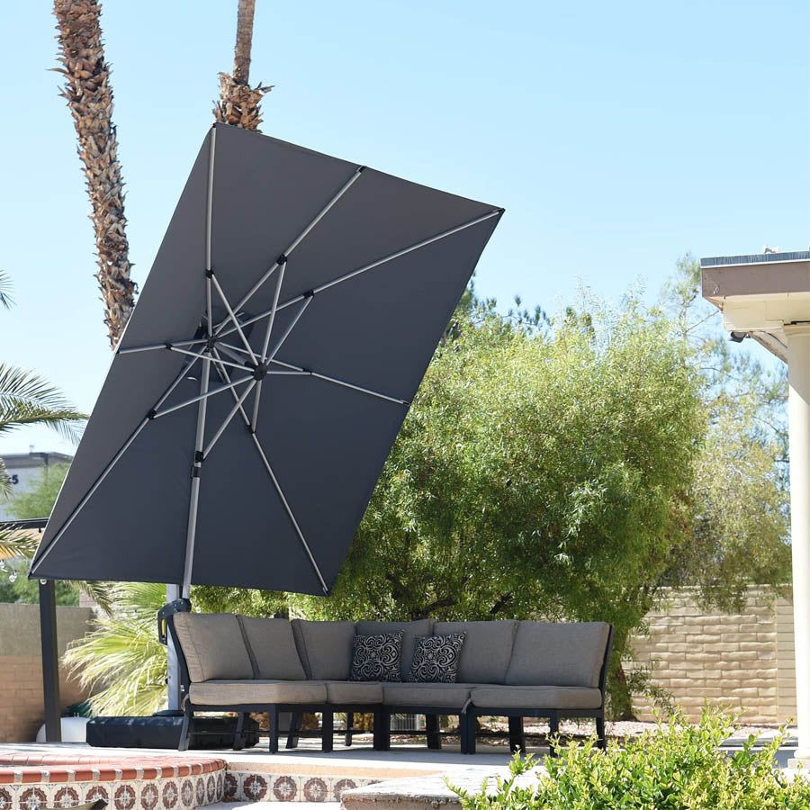 PURPLE LEAF Parasol Déporté Inclinable, Parasol De Jardin Exterieur Toit à Double Rotatif 360°,Parasol Terrasse Exterieur Luxueux