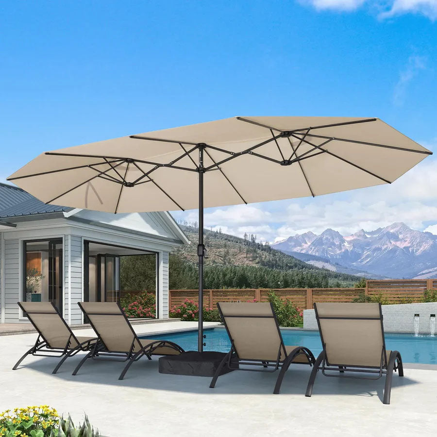 PURPLE LEAF Parasol de Jardin Extérieur, Grand Parasol Double avec Base, pour Terrasse, Jardin, Balcon et Piscine