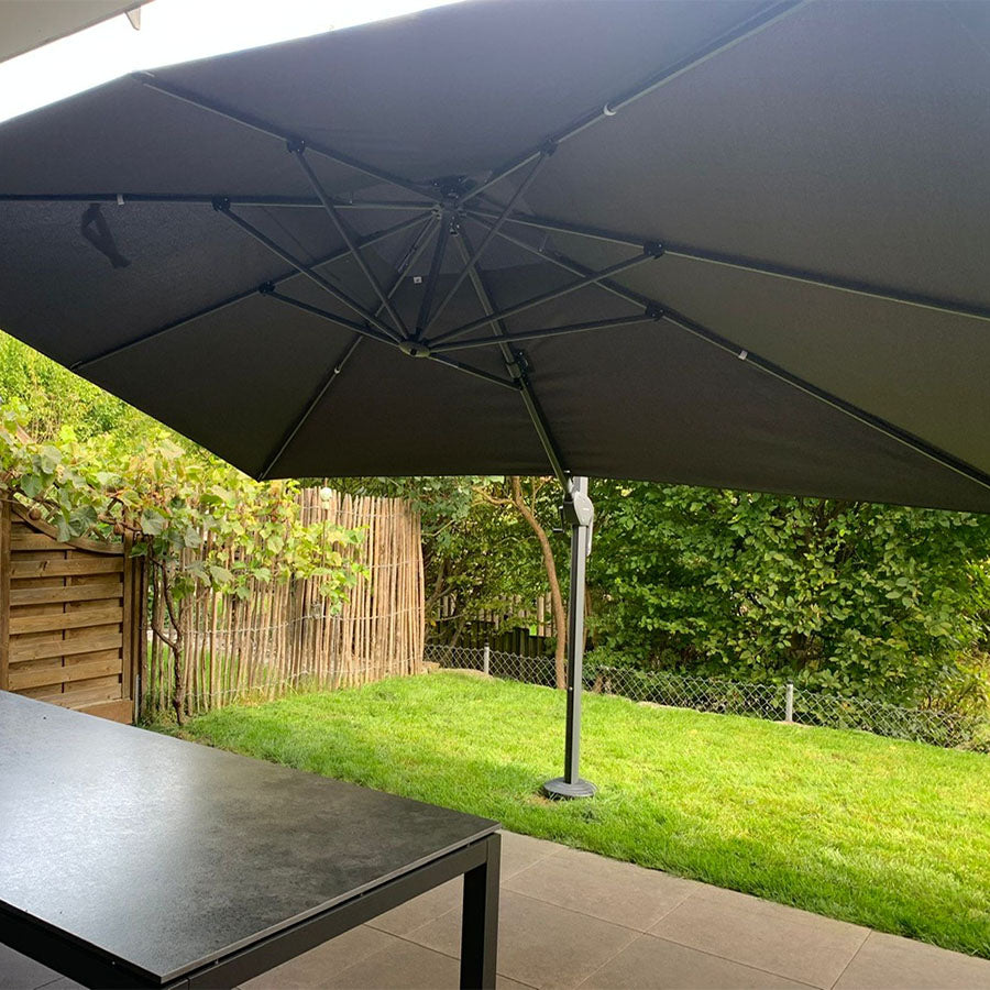 PURPLE LEAF Parasol Déporté avec Cadre Anthracite Inclinable à Rotation 360° avec Manivelle Parasol de Jardin Carré Rectangle