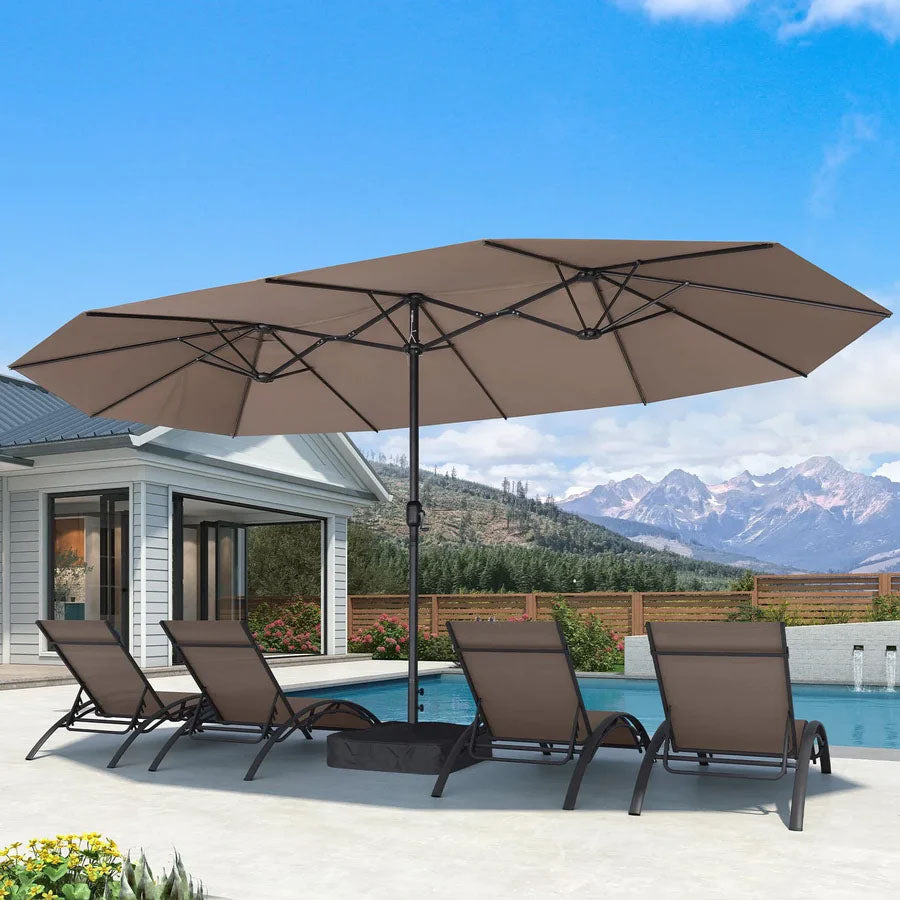 PURPLE LEAF Parasol de Jardin Extérieur, Grand Parasol Double avec Base, pour Terrasse, Jardin, Balcon et Piscine