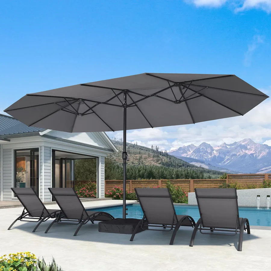 PURPLE LEAF Parasol de Jardin Extérieur, Grand Parasol Double avec Base, pour Terrasse, Jardin, Balcon et Piscine